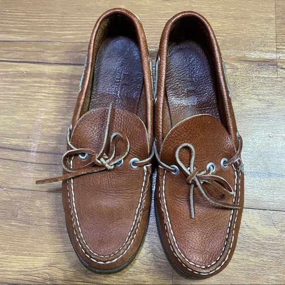 L.L. Bean Shoes - LL BEAN Womens Brown Leather Unlined Camp Moccasin Slippers Size 6.5